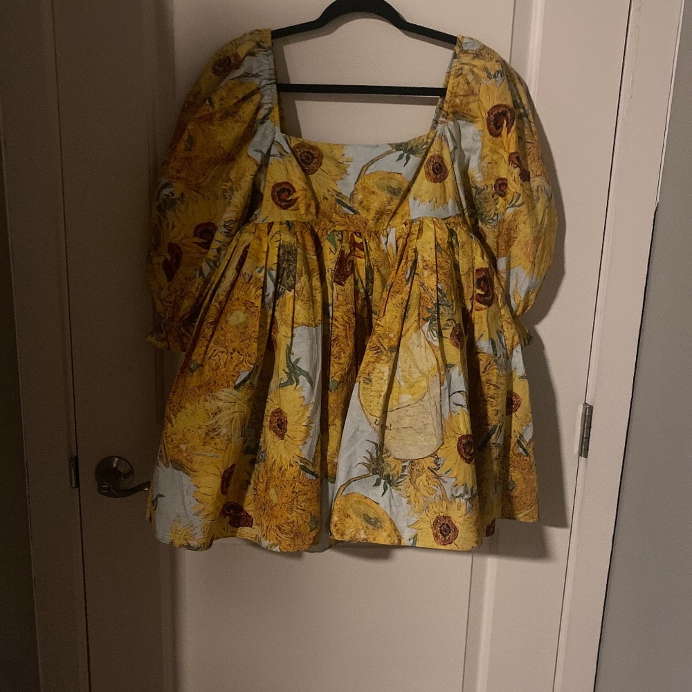 COPY - Selkie Van Gogh  sunflower cottage puff dress